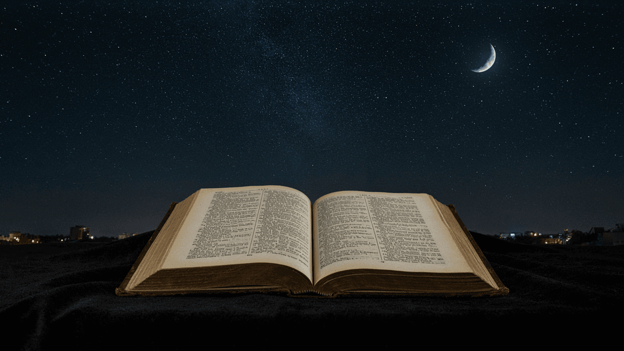 An open Siddur under the new moon